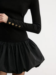 Robe mini manches longues ourlet bouffant