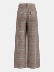 Pantalon prince-de-galles à boutons beige, pièce seule, vue de dos