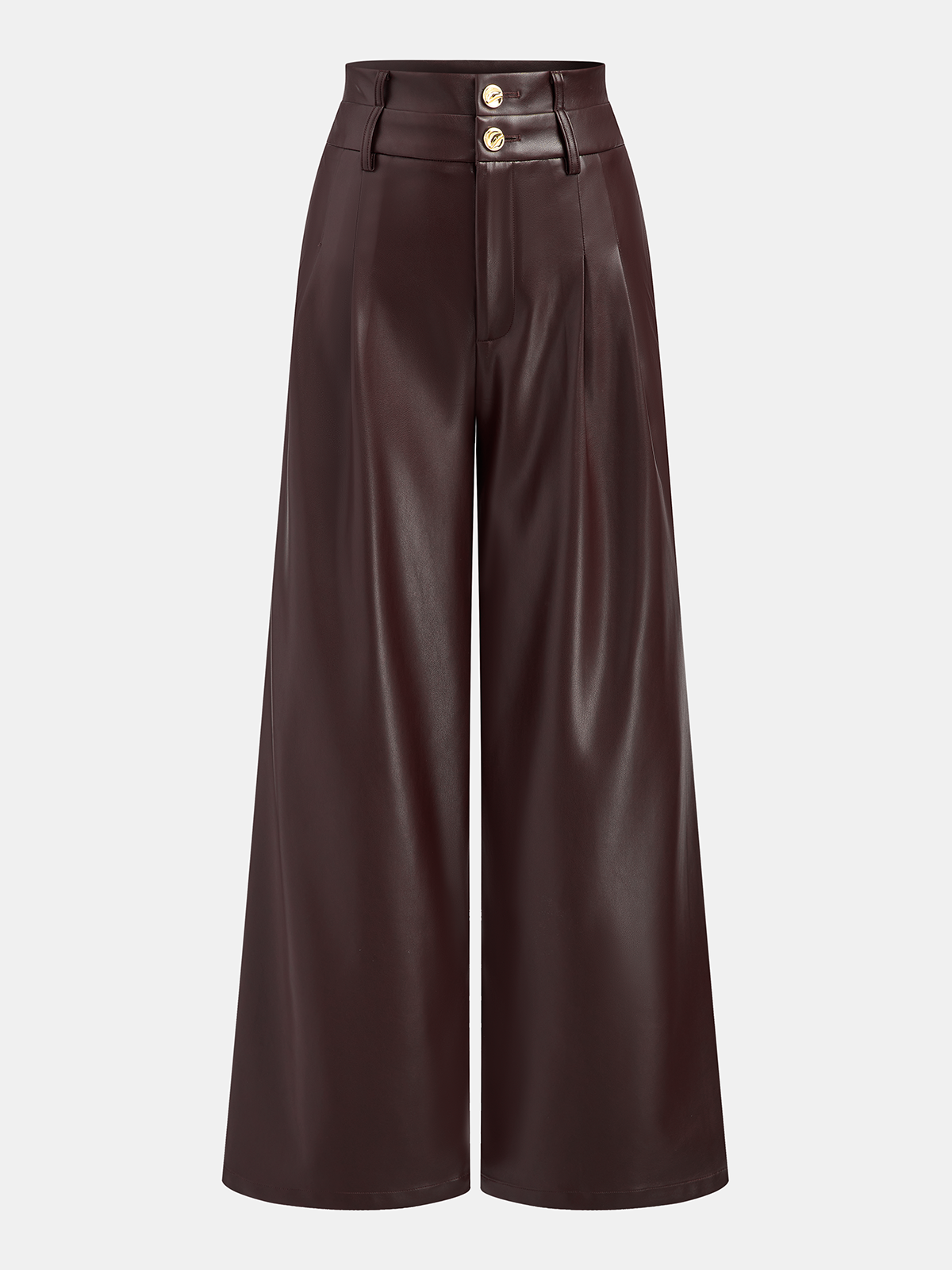 Pantalon simili cuir marron, pièce seule, vue de face