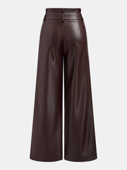 Pantalon simili cuir marron, pièce seule, vue de dos