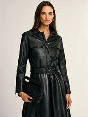 Veste chemise similicuir à ceinture