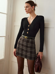 Jupe mini carreaux tweed