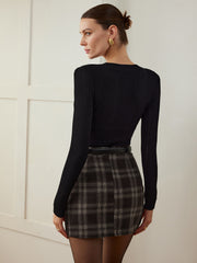 Jupe mini carreaux tweed