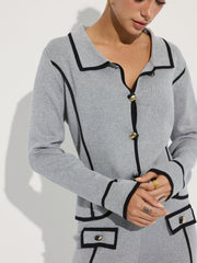 Ensemble maille passepoil contrasté
