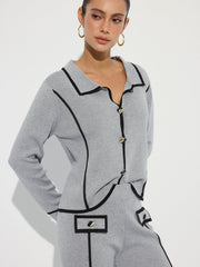 Ensemble maille passepoil contrasté