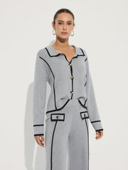 Ensemble maille passepoil contrasté