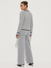 Ensemble maille passepoil contrasté