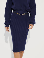 Ensemble pull jupe midi côtelé
