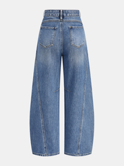 Jean à jambe galbée bleu, pièce seule, vue de dos