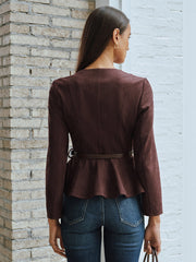Veste daim zip à ceinture