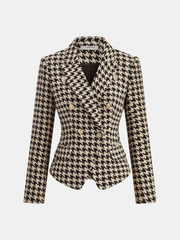 Blazer tweed pied-de-poule doré
