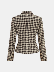 Blazer tweed pied-de-poule doré