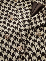 Blazer tweed pied-de-poule doré