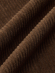 Pantalon velours côtelé ceinture boutons marron, détail du velours