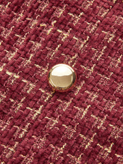 Robe mini sans manches tweed col V