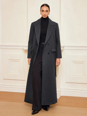 Manteau long croisé à ceinture