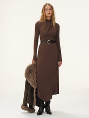 Robe maxi col montant ceinturée
