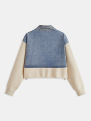 Cardigan denim col V
