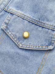 Cardigan denim col V