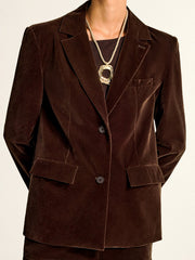 Blazer velours brun à revers