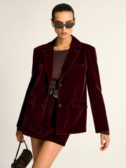 Blazer velours brun à revers