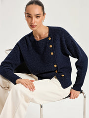 Cardigan asymétrique boutons métal