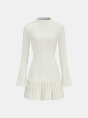 Robe mini col montant ourlet plissé