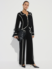 Ensemble maille passepoil contrasté