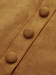Jupe midi fendue effet daim boutons décoratifs