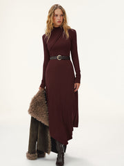 Robe maxi col montant ceinturée