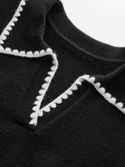 Pull polo bords brodés contrastants