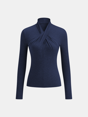 T-shirt col croisé manches longues