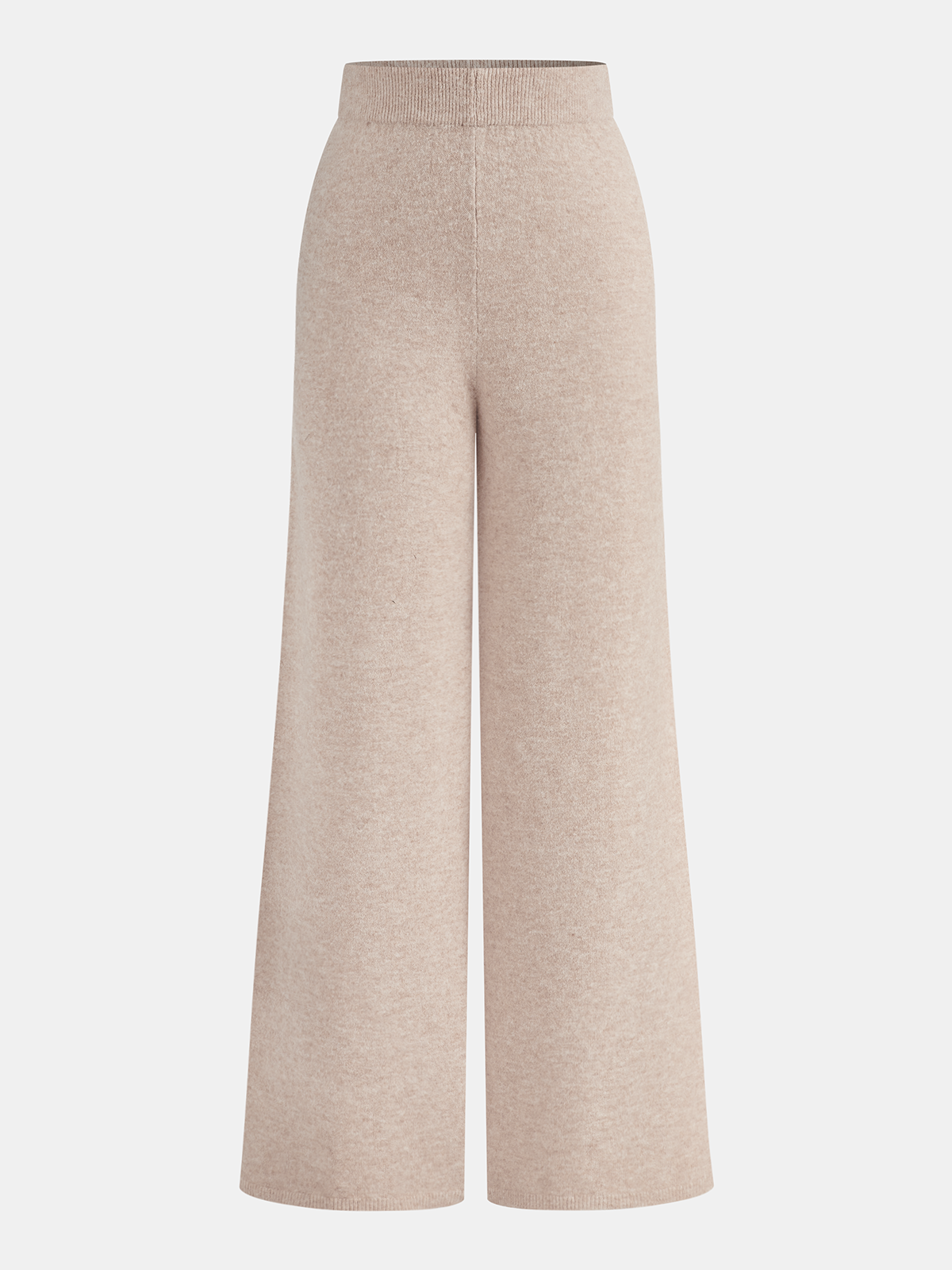 Pantalon large en maille beige, pièce seule, vue de face