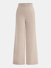Pantalon large en maille beige, pièce seule, vue de face