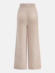Pantalon large en maille beige, pièce seule, vue de dos