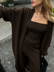 Ensemble tricot bustier cardigan pantalon
