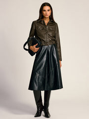 Veste chemise similicuir à ceinture