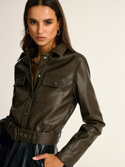 Veste chemise similicuir à ceinture