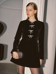 Robe mini velours nœud
