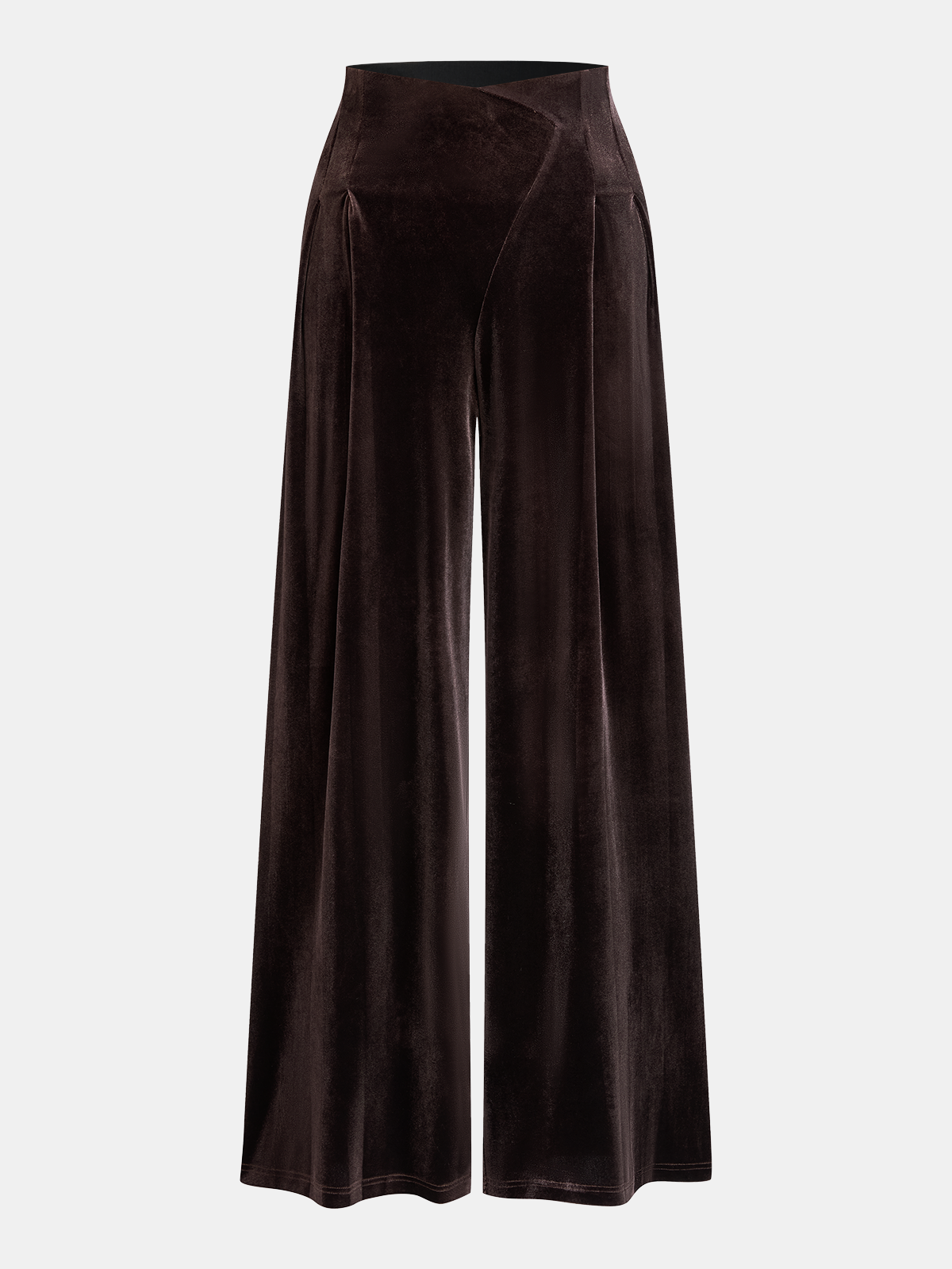 Pantalon large en velours marron foncé, pièce seule, vue de face