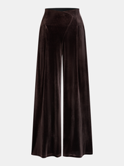 Pantalon large en velours marron foncé, pièce seule, vue de face