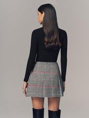 Jupe mini pied-de-poule double ceinture — vue portée de dos