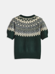 Cardigan Fair Isle manches courtes cachemire
