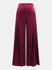 Pantalon satiné bordeaux, pièce seule, vue de face