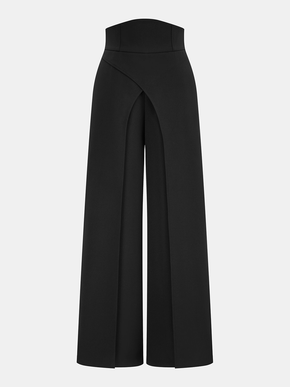 Pantalon noir taille haute asymétrique, pièce seule, vue de face