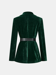 Blazer velours vert ceinturé