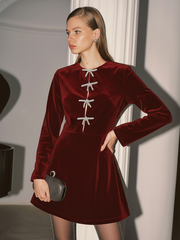 Robe mini velours nœud
