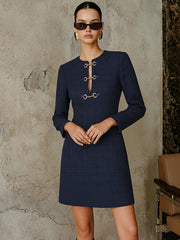 Robe mini tweed boucle métal