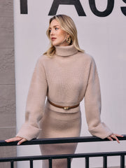 Pull côtelé col roulé sans ceinture
