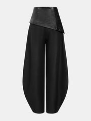 Pantalon bouffant ceinture simili noir, pièce seule, vue de dos